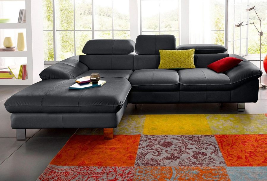 COTTA Ecksofa Driver L-Form, B: 268 cm, moderne Couch mit Wellenunterfederung, Leder, Kopfteilverstellung, opt. Schlaffunktion + XL Bettkasten, LF:191x129cm