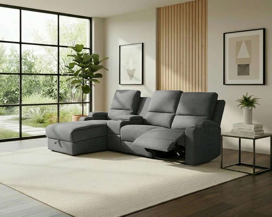 OTTO home Ecksofa NAPORI Struktur, Multimediasofa, 3er Kinosessel XXL, L-Form, Kinosofa, manuelle o. elektr. Relaxfunktion, Staufach, Getränkehalter