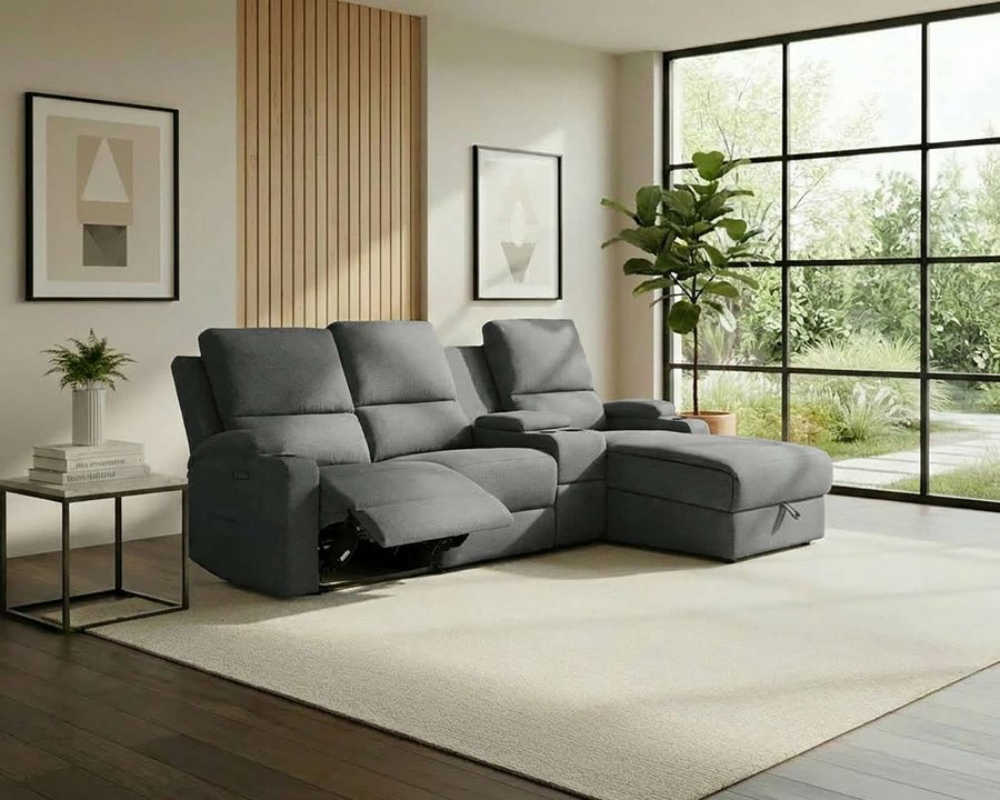 OTTO home Ecksofa NAPORI Struktur, Multimediasofa, 3er Kinosessel XXL, L-Form, Kinosofa, manuelle o. elektr. Relaxfunktion, Staufach, Getränkehalter