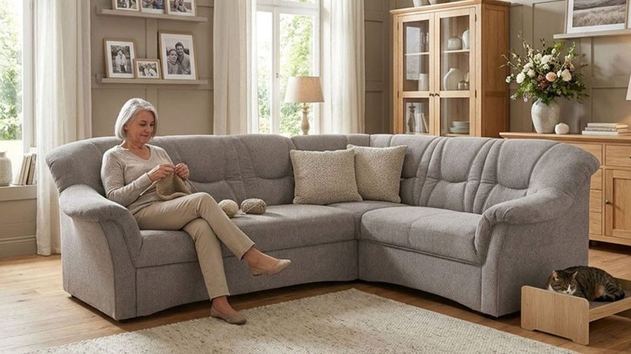 OTTO home Ecksofa Langelland 232 x 146 cm, auch mit Schlaffunktion, mittelfester Sitz, L-Form, mit Federkern, pflegeleichter, weicher Luxus-Microfaser