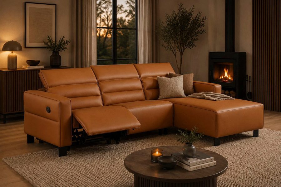 OTTO home Sofa CARPARI Lederoptik,L-Form,224 cm, man./elektr. Relaxfunktion, (USB A/C), sowie Kopfteilverstellung
