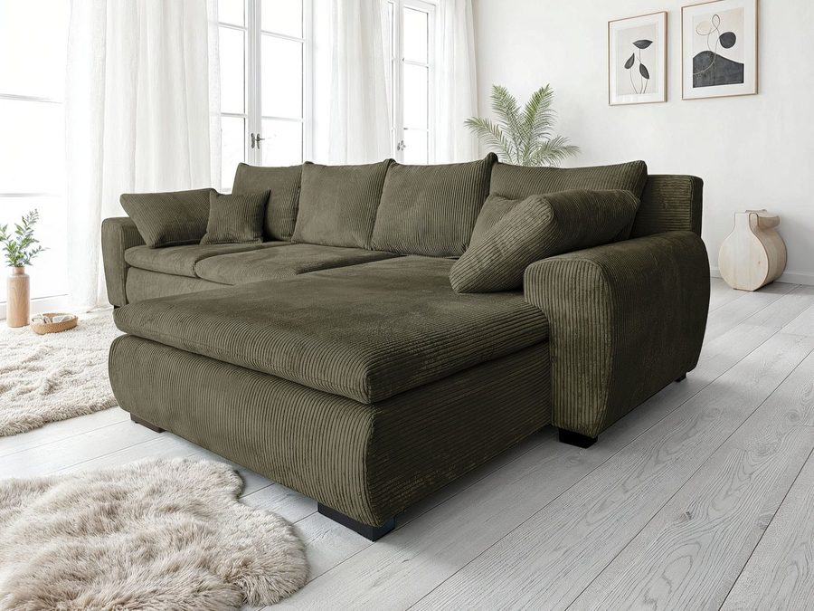 Home affaire Ecksofa Cara Mia L-Form, B: 325 cm, XXL-Sofa mit 4 Zierkissen, mit Schlaffunktion & Bettkasten, Liegefl. 145x270 cm