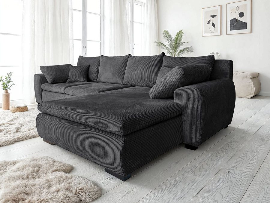 Home affaire Ecksofa Cara Mia L-Form, B: 325 cm, XXL-Sofa mit 4 Zierkissen, mit Schlaffunktion & Bettkasten, Liegefl. 145x270 cm