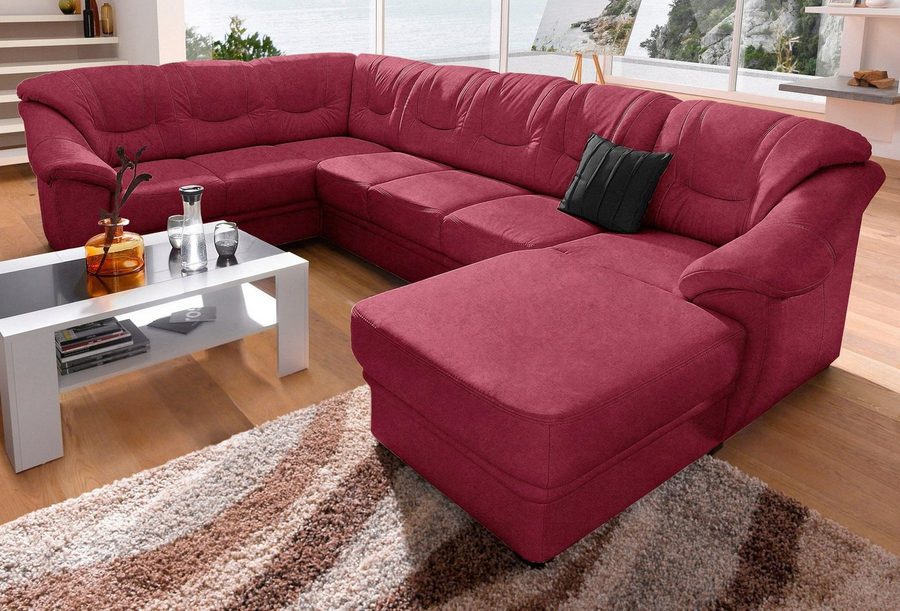 sit&more Wohnlandschaft Savona, U-Form, B: 320 cm, Bettfunktion wählbar, Federkern-Polsterung, Komfortable Sitzhöhe 46 cm, Liegefläche 120 x 250 cm bei Bettfunktion