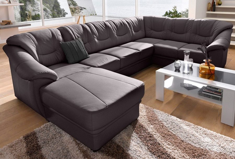 sit&more Wohnlandschaft Savona, U-Form, B: 320 cm, Bettfunktion wählbar, Federkern-Polsterung, Komfortable Sitzhöhe 46 cm, Liegefläche 120 x 250 cm bei Bettfunktion