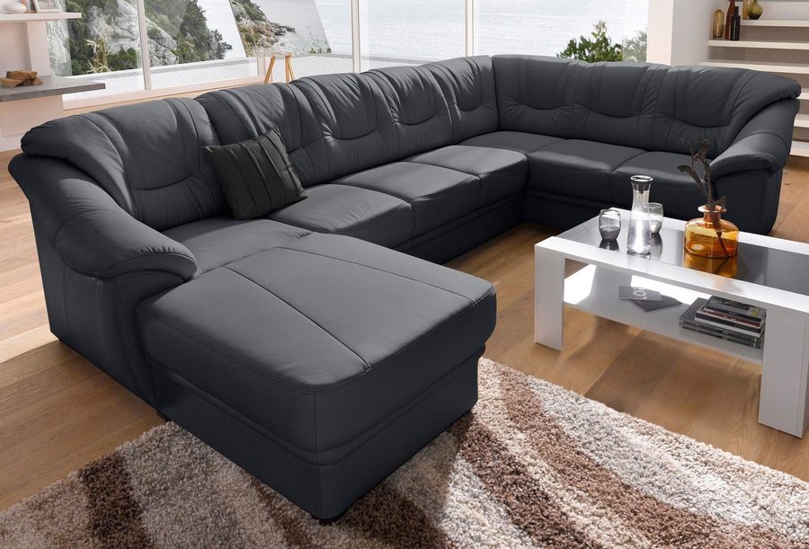 sit&more Wohnlandschaft Savona, U-Form, B: 320 cm, Bettfunktion wählbar, Federkern-Polsterung, Komfortable Sitzhöhe 46 cm, Liegefläche 120 x 250 cm bei Bettfunktion