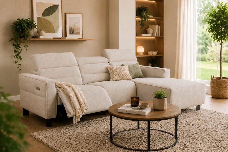 OTTO home Ecksofa CARPARI Webstoff,L-Form,224 cm, man./elektr. Relaxfunktion, (USB A/C), sowie Kopfteilverstellung