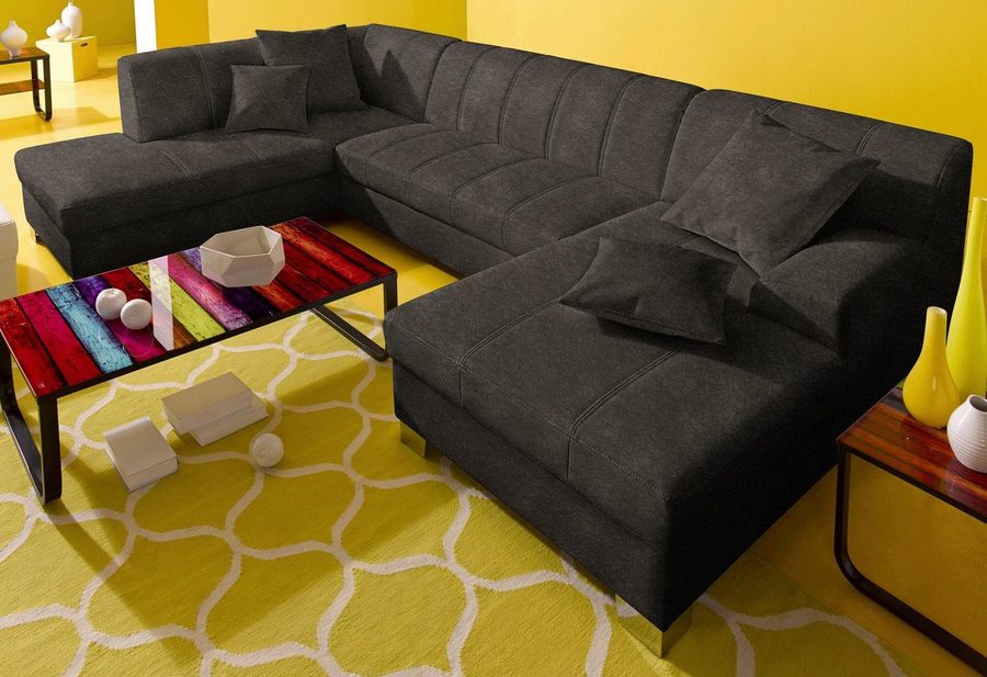 DOMO collection Wohnlandschaft TURAH 297x195x75 cm, moderne Steppung, viel Platz, bequem, whlw. mit Bettfunktion, U-Form