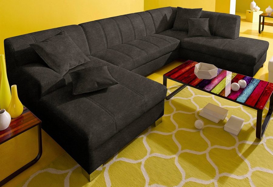 DOMO collection Wohnlandschaft TURAH 297x195x75 cm, moderne Steppung, viel Platz, bequem, whlw. mit Bettfunktion, U-Form