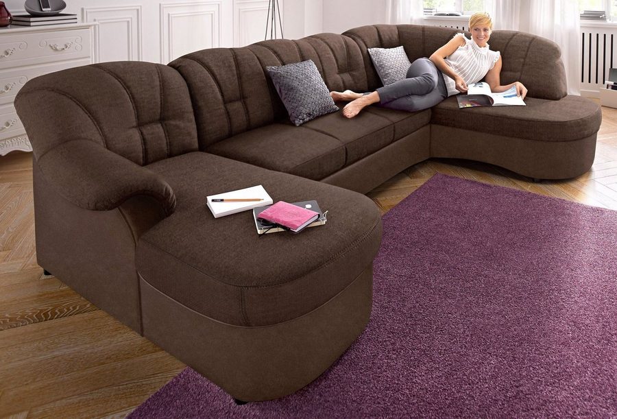 DOMO collection Wohnlandschaft FLORES 293x180x86 cm, hochwertig, komfortabel, U-Form, 3 Teile, wahlw. mit Bettfunktion, wahlw. mit Federkern, Unser Dauertiefpreis