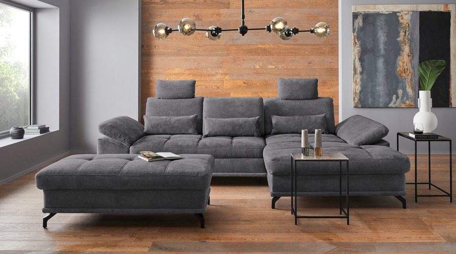 OTTO home Ecksofa Costello L-Form, B: 301cm, Sitztiefen & Armteilverstellung, Federkern, 3 Nierenkissen, optional Schlaffunktion & Bettkasten