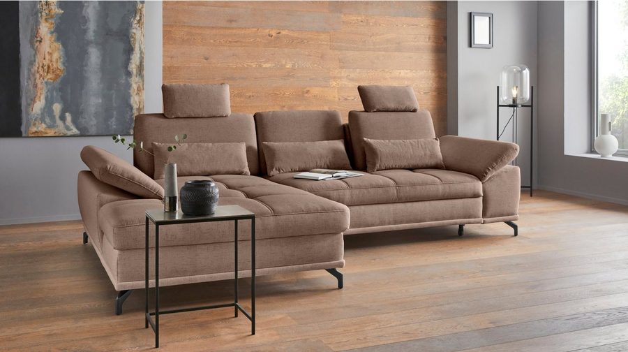 OTTO home Ecksofa Costello L-Form, B: 301cm, Sitztiefen & Armteilverstellung, Federkern, 3 Nierenkissen, optional Schlaffunktion & Bettkasten