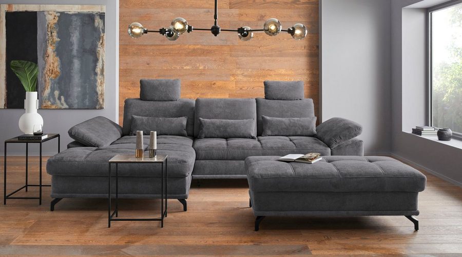 OTTO home Ecksofa Costello L-Form, B: 301cm, Sitztiefen & Armteilverstellung, Federkern, 3 Nierenkissen, optional Schlaffunktion & Bettkasten