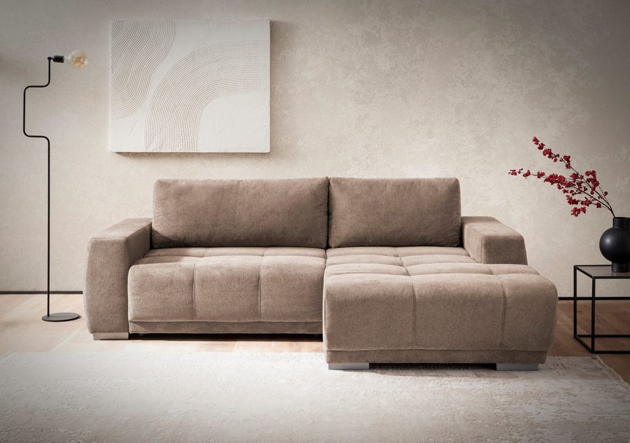 OTTO home Ecksofa Bolero L-Form, B: 241 cm, bequeme Wellenunterfederung, wahlweise, mit Schlaffunktion und Bettkasten, Liegefläche 187x122cm, Gästebett