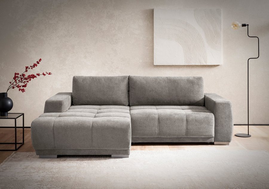 OTTO home Ecksofa Bolero L-Form, B: 241 cm, bequeme Wellenunterfederung, wahlweise, mit Schlaffunktion und Bettkasten, Liegefläche 187x122cm, Gästebett