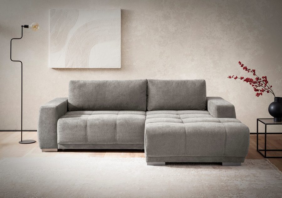 OTTO home Ecksofa Bolero L-Form, B: 241 cm, bequeme Wellenunterfederung, wahlweise, mit Schlaffunktion und Bettkasten, Liegefläche 187x122cm, Gästebett