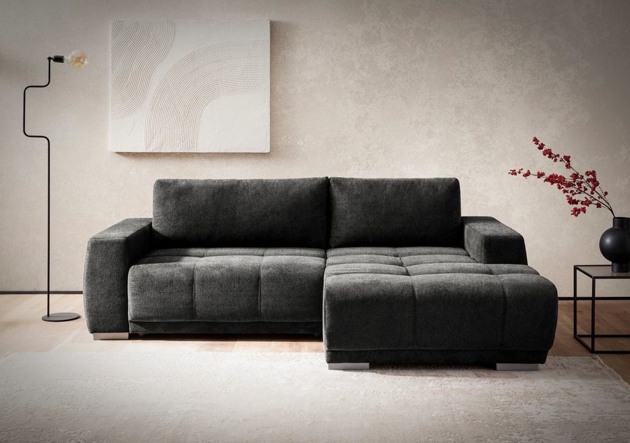 OTTO home Ecksofa Bolero L-Form, B: 241 cm, bequeme Wellenunterfederung, wahlweise, mit Schlaffunktion und Bettkasten, Liegefläche 187x122cm, Gästebett