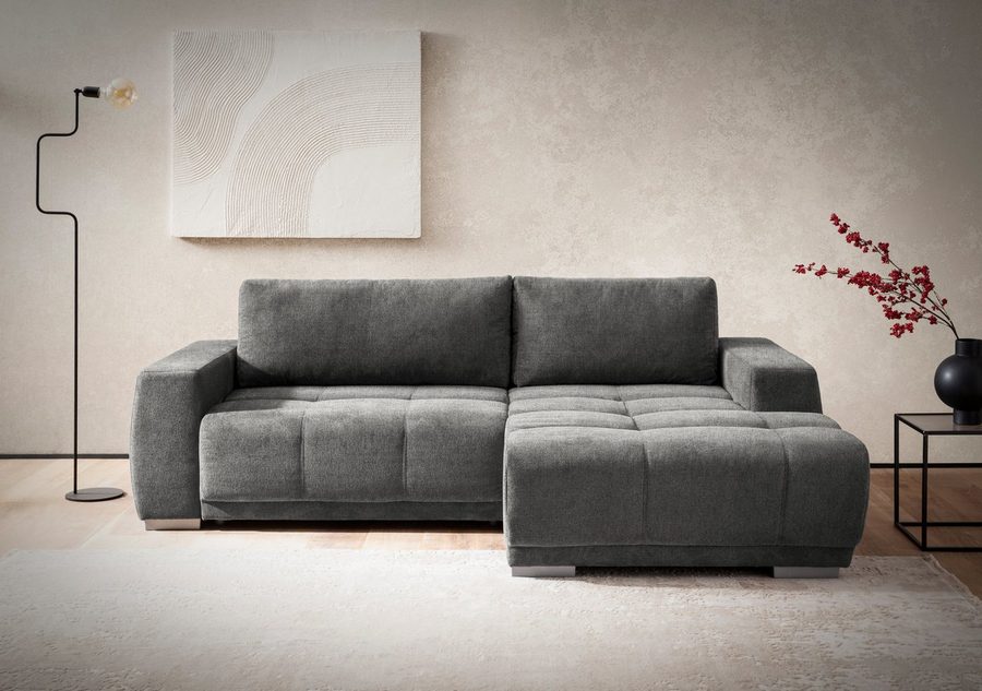 OTTO home Ecksofa Bolero L-Form, B: 241 cm, bequeme Wellenunterfederung, wahlweise, mit Schlaffunktion und Bettkasten, Liegefläche 187x122cm, Gästebett