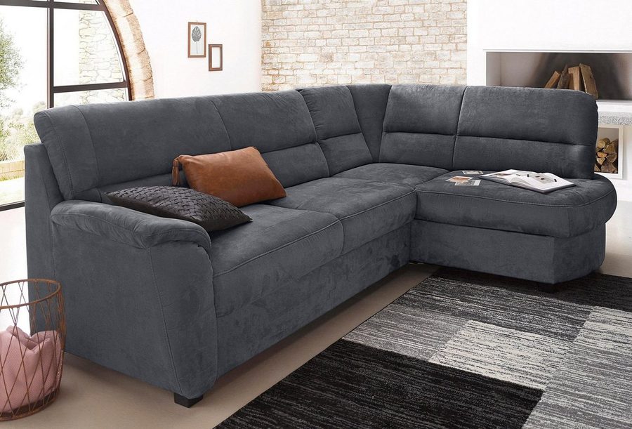 sit&more Ecksofa Pandora, L-Form, B: 251 cm, Bettfunktion & Bettkasten wählbar, Frei im Raum stellbar, Federkernpolsterung, komfortable Sitzhöhe 45 cm
