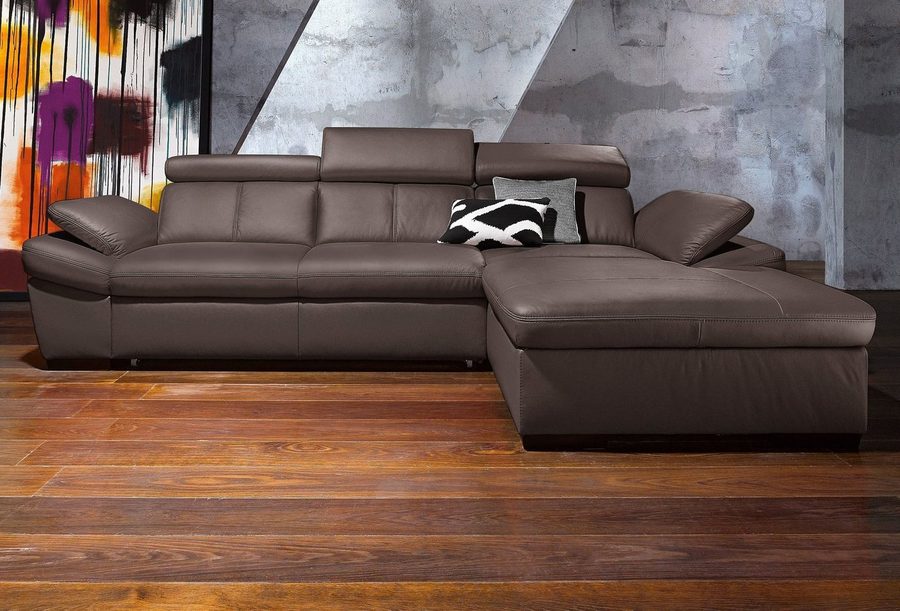 exxpo - sofa fashion Ecksofa Salerno, Funktionssofa, Breite 280cm, hoher Sitzkomfort, L-Form, inkl. Kopf- und Armteilverstellung, wahlweise mit Bettfunktion