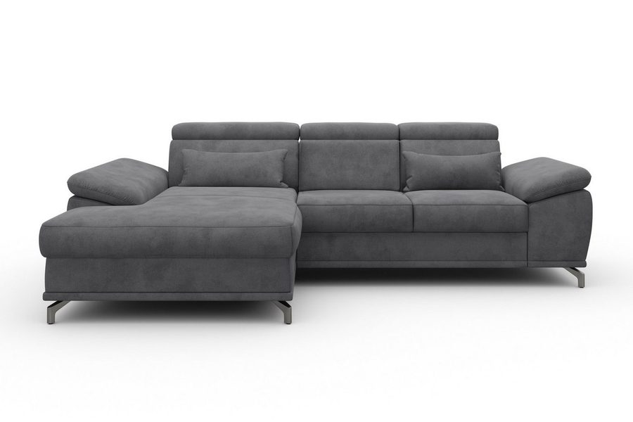 sit&more Ecksofa Cabrio L-Form, B: 295 cm, mit Sitztiefen-, Arm- & Kopfteilverstellung, 2 Nierenkissen, Federkern, mit Schlaffunktion und Stauraum
