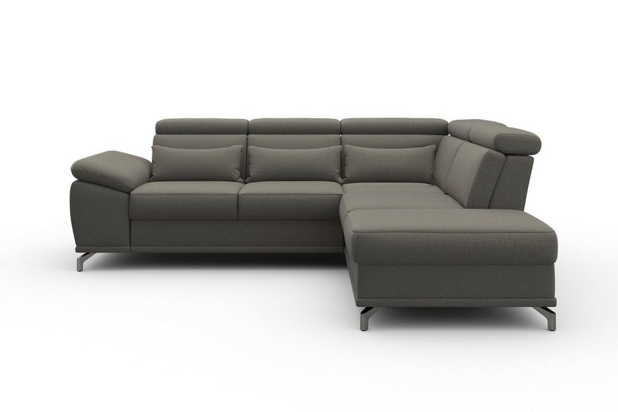sit&more Ecksofa Cabrio L-Form, B: 274 cm, mit Sitztiefen-, Arm- & Kopfteilverstellung, 3 Nierenkissen, Federkern, optional Schlaffunktion und Stauraum