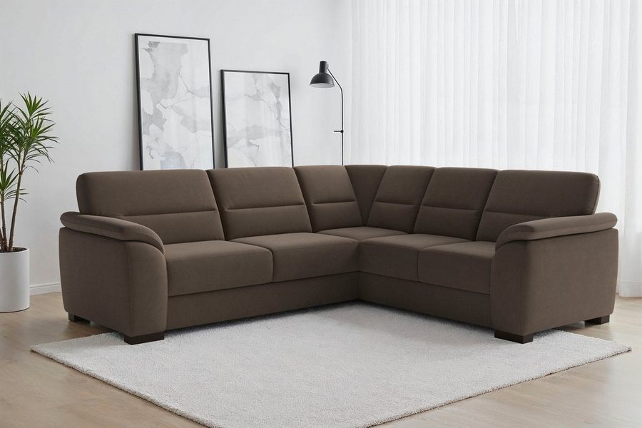 sit&more Ecksofa Montego L-Form, B: 256 cm, große Stoffauswahl, Komfortsitzhöhe 46 cm, mit Schlaffunktion und Schubkasten mit Stauraum