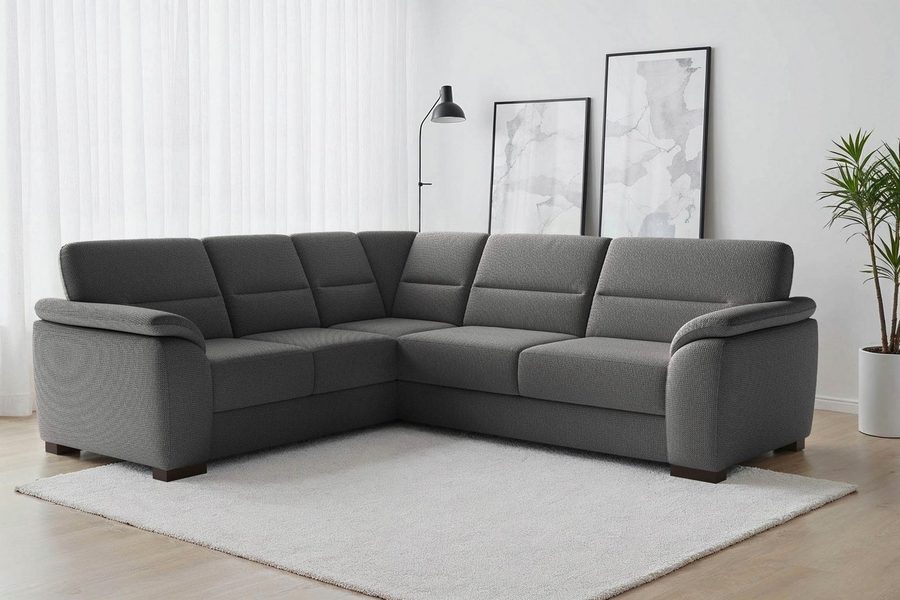 sit&more Ecksofa Montego L-Form, B: 256 cm, große Stoffauswahl, Komfortsitzhöhe 46 cm, mit Schlaffunktion und Schubkasten mit Stauraum