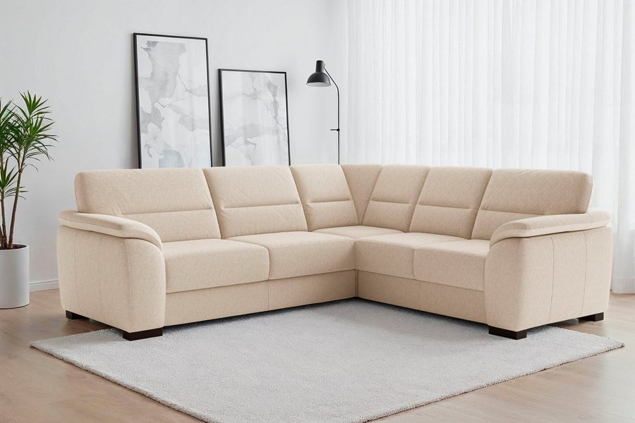 sit&more Ecksofa Montego L-Form, B: 256 cm, große Stoffauswahl, Komfortsitzhöhe 46 cm, optional Schlaffunktion und Schubkasten mit Stauraum