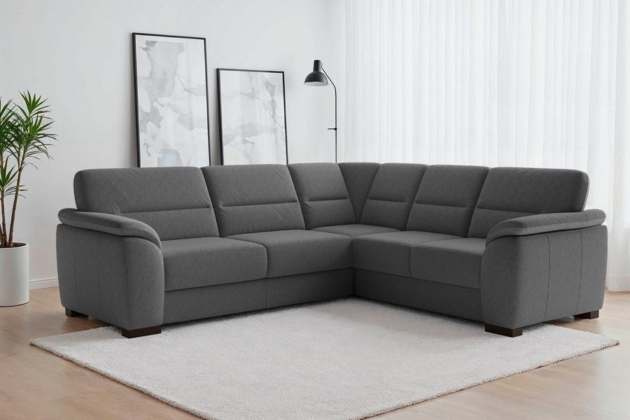 sit&more Ecksofa Montego L-Form, B: 256 cm, große Stoffauswahl, Komfortsitzhöhe 46 cm, optional Schlaffunktion und Schubkasten mit Stauraum