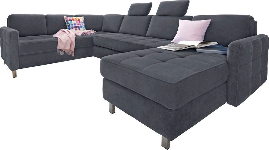 sit&more Wohnlandschaft Pablo U-Form, B: 292cm, inkl. 2 Kopfstützen, wahlweise mit Schlaffunktion und Bettkasten