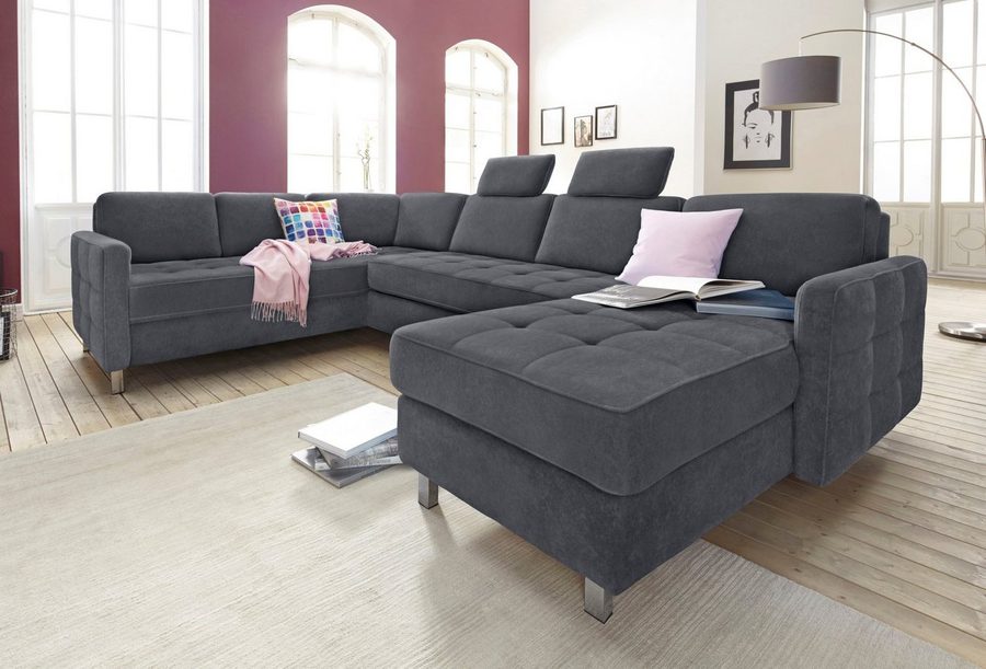 sit&more Wohnlandschaft Pablo U-Form, B: 292cm, inkl. 2 Kopfstützen, wahlweise mit Schlaffunktion und Bettkasten