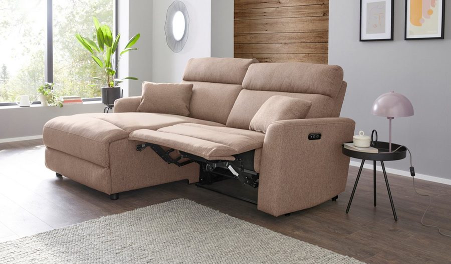 OTTO home Ecksofa JENNA L-Form, 209cm - OTTO. Verlässliche Qualität., manuelle o. elektrische Relaxfunktion, USB A/C, Struktur fein.