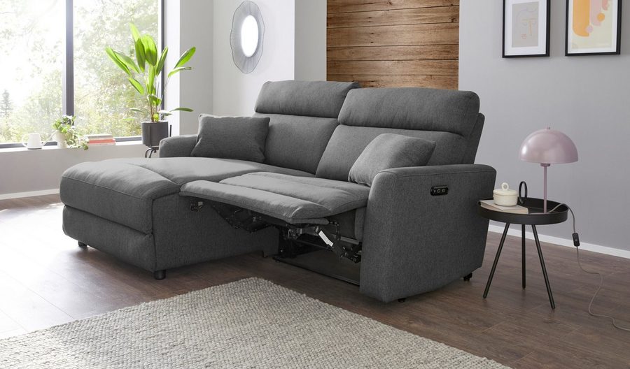 OTTO home Ecksofa JENNA L-Form, 209cm - OTTO. Verlässliche Qualität., manuelle o. elektrische Relaxfunktion, USB A/C, Struktur fein.