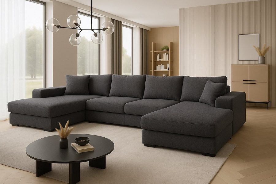 A&J MöbelLand GmbH Ecksofa VIENA 328x182 cm mit Schlaffunktion, Bonellfederkern und Bettkasten, TOP ANGEBOT!