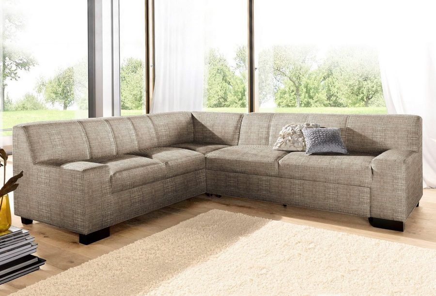 DOMO collection Ecksofa Norma Top, elegant & modern, flache Armlehnen, Breite 247cm, L-Form, wahlweise mit Bettfunktion