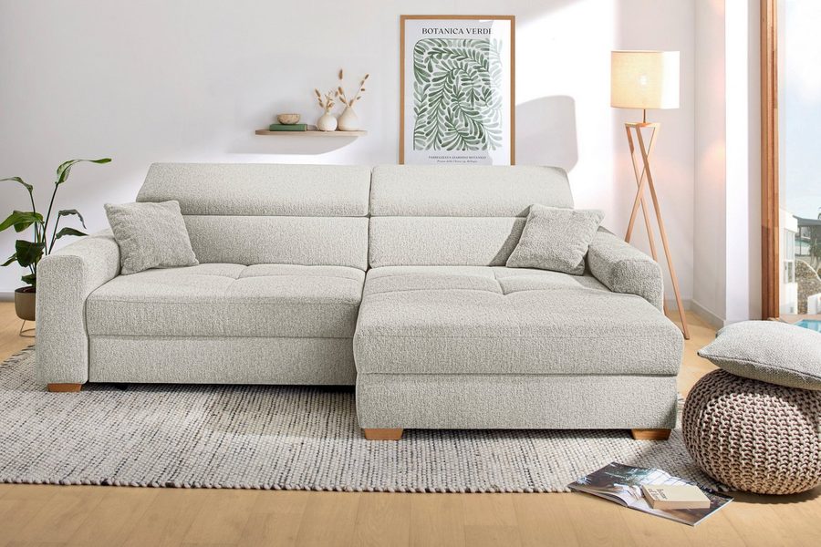 Jockenhöfer Gruppe Ecksofa Slider L-Form, B: 277 cm Couch, 60cm elektrische Sitztiefenverstellung, 140kg Belastbarkeit, USB-Anschluss, Kopfteilverstellung & Zierkissen