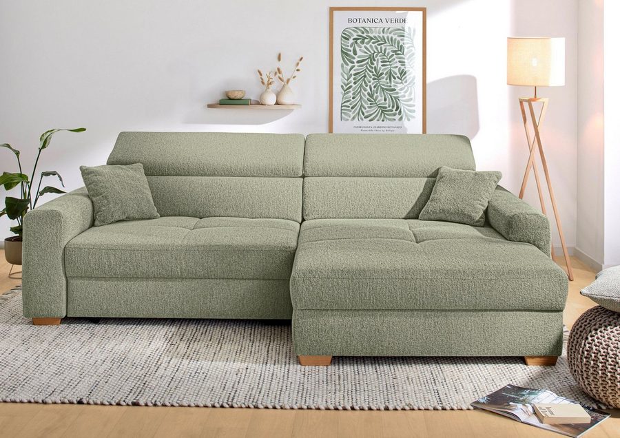 Jockenhöfer Gruppe Ecksofa Slider L-Form, B: 277 cm Couch, 60cm elektrische Sitztiefenverstellung, 140kg Belastbarkeit, USB-Anschluss, Kopfteilverstellung & Zierkissen