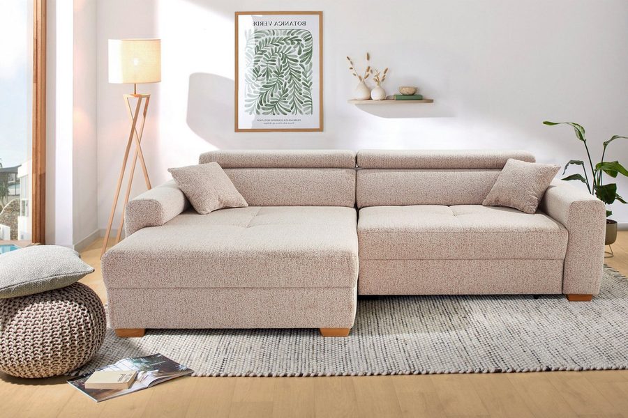 Jockenhöfer Gruppe Ecksofa Slider L-Form, B: 277 cm Couch, 60cm elektrische Sitztiefenverstellung, 140kg Belastbarkeit, USB-Anschluss, Kopfteilverstellung & Zierkissen