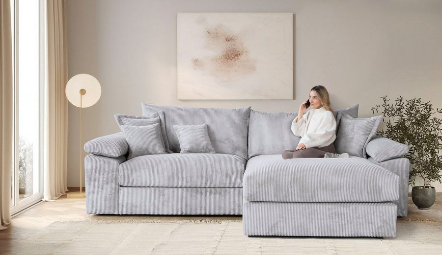 OTTO home Ecksofa Soft&Cosy XXL L-Form, B: 303 cm - OTTO. Verlässliche Qualität., Mega-Sofa, Cord oder Chenille-Struktur, mit Federkern & 4 Zierkissen