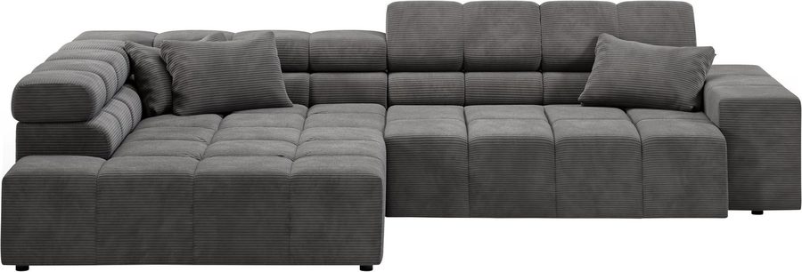 Home affaire Ecksofa Ancona, Ecksofa, incl. Kopfteilverstellung, Breite 319 cm, L-Form, wahlweise motorische Sitztiefenverstellung, auch in Cord + Easy Care