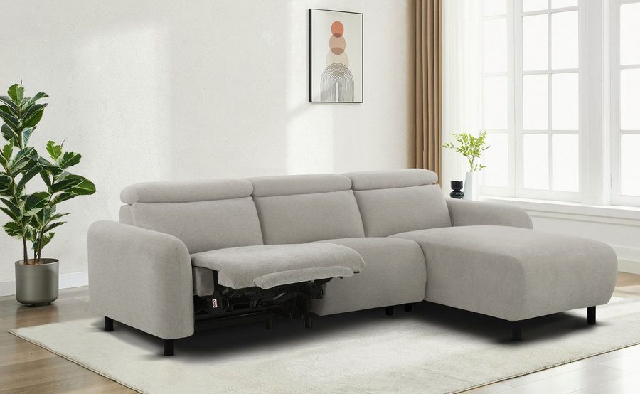 OTTO home Ecksofa SKAANE Struktur, L-Form, 274 cm, manuelle/elektrische Relaxfunktion, rundes Design, Kopfteilverstellung, Federkernpolsterung