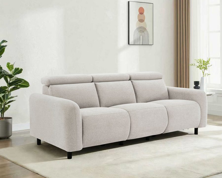 OTTO home 3-Sitzer SKAANE Struktur-Sofa, 229 cm, manuelle-u. elektrische Relaxfunktion, 229cm, Kopfteilverstllg. und man. o. elektr. Relaxfunktion in 2 Sitzen