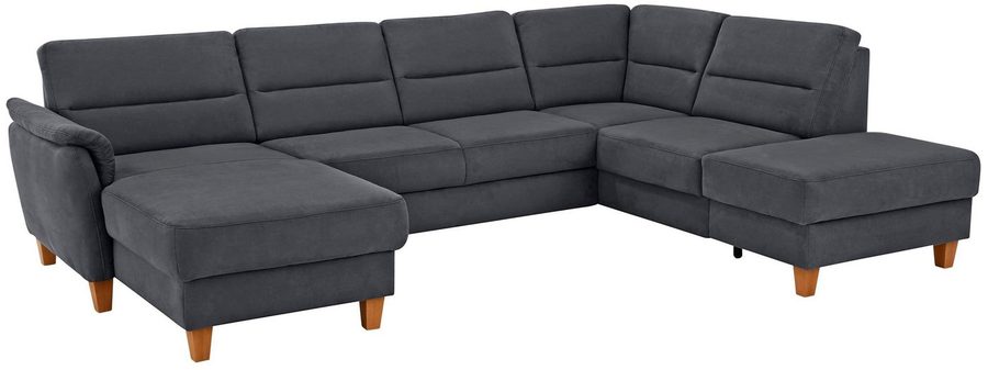 Home affaire Wohnlandschaft Palmera U-Form, B: 308 cm, große Stoff + Leder Auswahl, optional Schlaffunktion & Bettkasten, Federkern, XXL-Wohnlandschaft