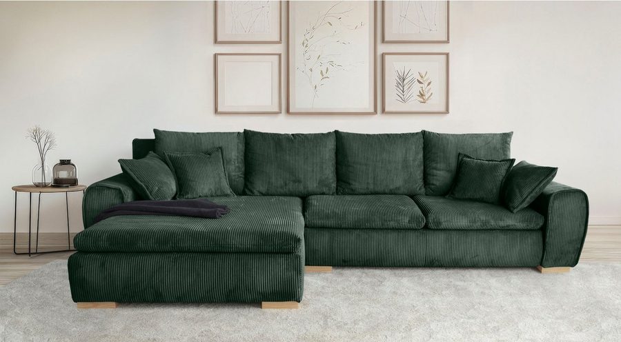 Home affaire Ecksofa Katja L-Form, B: 325 cm - OTTO. Verlässliche Qualität., Schlaffunktion, Bettkasten & 4 Zierkissen