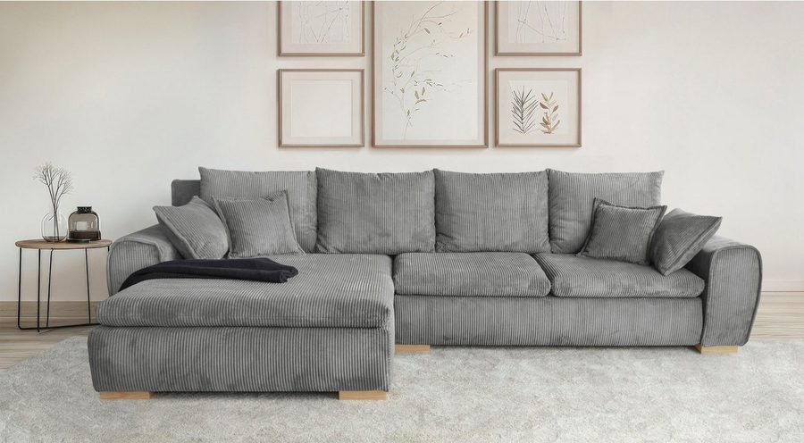 Home affaire Ecksofa Katja L-Form, B: 325 cm - OTTO. Verlässliche Qualität., Schlaffunktion, Bettkasten & 4 Zierkissen