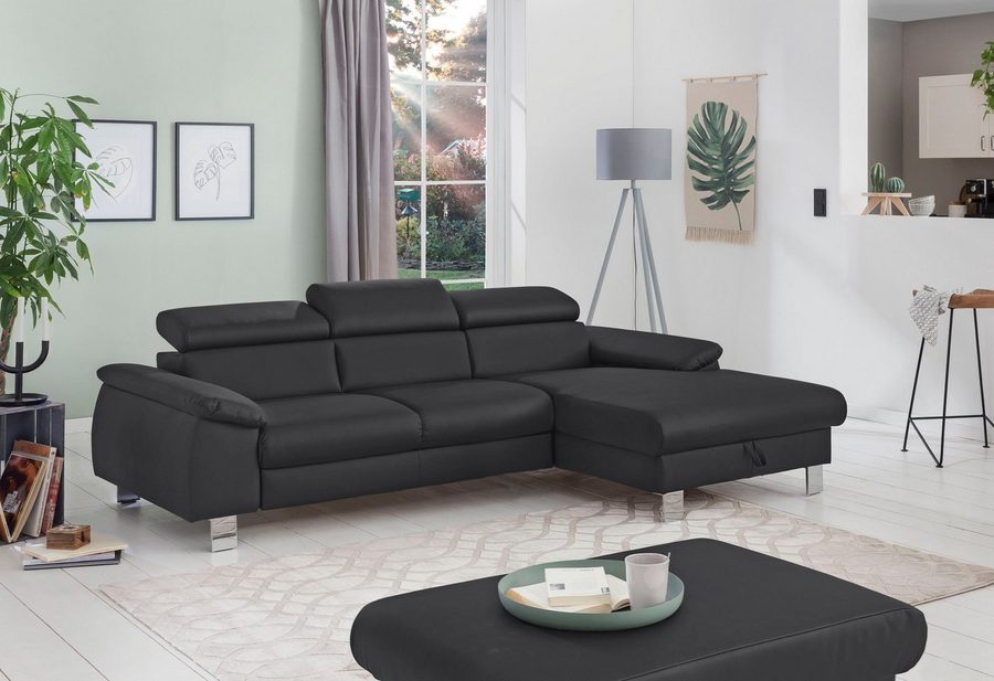 COTTA Ecksofa Komaris L-Form, B: 244 cm, mit Kopfteilverstellung, optional Schlaffunktion, Bettkasten & Licht