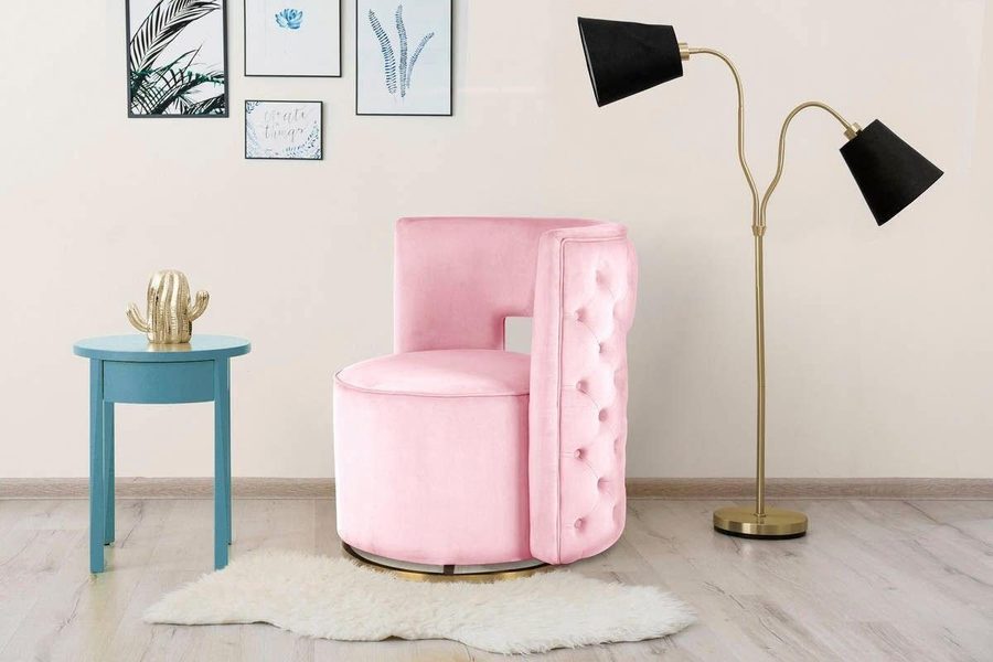 Kayoom Sessel Drehsessel Beverly 125, drehbar, Gestell aus Eisen,samtige Oberfläch (1-St), rund, glamourös, gesteppter Rücken, abgerundete,Drehsessel von Kayoom