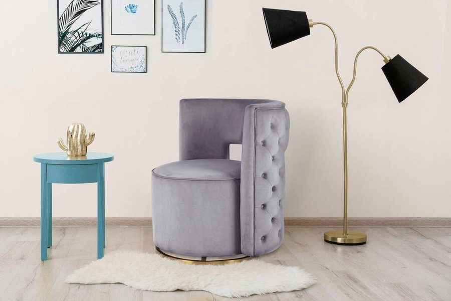 Kayoom Sessel Drehsessel Beverly 125, drehbar, Gestell aus Eisen,samtige Oberfläch (1-St), rund, glamourös, gesteppter Rücken, abgerundete,Drehsessel von Kayoom