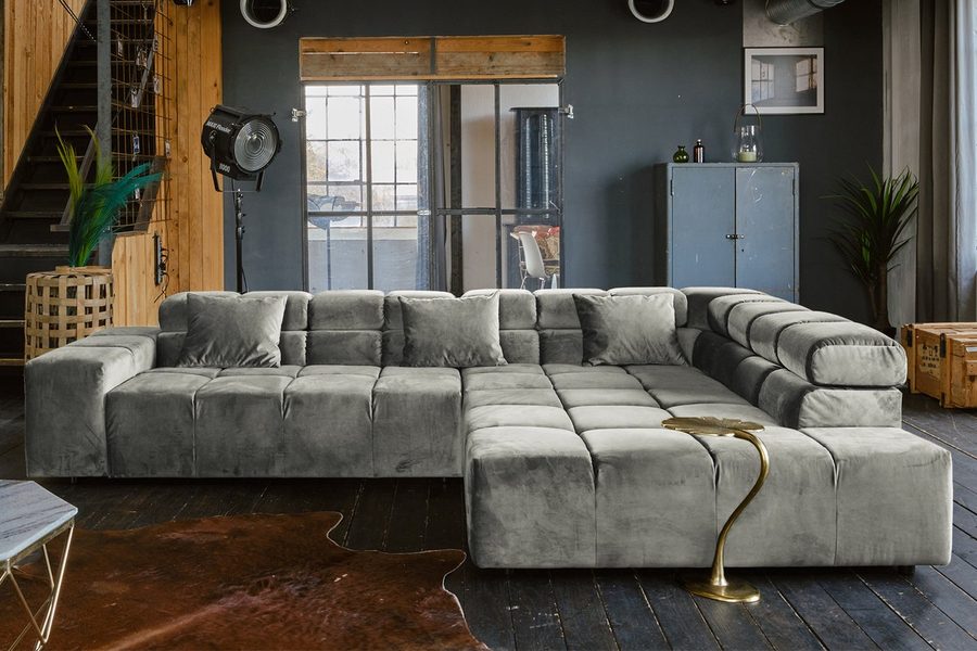 KAWOLA Ecksofa NEVADA, Couch L-Form rechts oder links, mit oder ohne Sitzvorzug Velvet